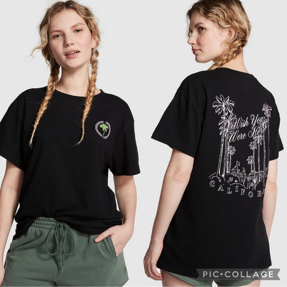 PINK Cotton Short-Sleeve Campus T-Shirt
